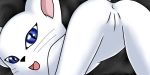  anus blue_eyes cat digimon feline gatomon inviting open_mouth tight_pussy white_fur 