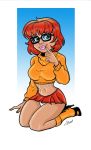  glasses kneel scooby-doo socks velma_dinkley 