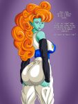 alien_girl big_ass big_nipples blue_eyes dragon_ball_z green_body green_nipples green_skin orange_hair zangya