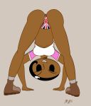 1girl 2015 ass bent_over black_eyes black_hair brit_crust dark_skin female female_only my_life_as_a_teenage_robot panties printed_panties smile solo_female underwear union_jack