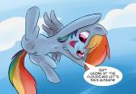 anus blue_fur clouds equine female friendship_is_magic fur hair horse lamar_bone mammal multicolored_hair my_little_pony open_mouth pegasus pony pussy rainbow_dash rainbow_hair sky smile spread_legs text wings