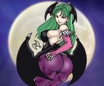 1girl beautiful big_ass big_breasts breasts bundona bunduda capcom clothed curvy dark darkstalkers demon_girl demon_wings erect_nipples fat_mons female full_moon goddess gostosa green_eyes green_hair grin hand_on_ass head_wings highres large_ass large_breasts long_hair looking_at_viewer massive_ass moon morrigan_aensland nail_polish naughty naughty_face night nipples_through_clothes non-nude omarsin perfection pose queen satisfied smile solo succubus thick_thighs thighs toned vampire voluptuous warrior wings