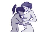  2girls age_difference avatar:_the_last_airbender babe breasts dark_skin destijl female interracial korra lin_bei_fong long_hair monochrome multiple_girls nipples nude short_hair the_legend_of_korra yuri 