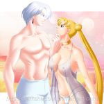 1_boy 1_girl 1boy 1girl arm arms art babe bare_shoulders big_breasts bishoujo_senshi_sailor_moon bishoujo_senshi_sailor_moon_r black_eyes blonde blonde_hair blue_eyes breasts chin_grab cleavage couple earrings erect_nipples eye_contact female high_res highres idarkshadowi_(artist) jewelry large_breasts lens_flare lingerie long_twintails looking_at_another love male neck neck_ring nightgown panties parted_lips prince_diamond sailor_moon see-through shirtless smile tsukino_usagi twin_tails usagi_tsukino very_long_hair