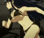 animated animated_gif black_hair blue_eyes blush bounce bouncing_breasts breasts cleavage female gif ikaruga_(senran_kagura) large_breasts long_hair navel running screencap senran_kagura senran_kagura_(series)