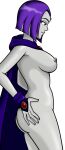 cape dc_comics dcau edit grey_skin purple_hair raven_(dc) riccardus97 short_hair side_view sideboob tagme teen_titans