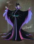  akkoo17 breast_expansion disney grey_skin horns maleficent slaaneshit sleeping_beauty surprised 