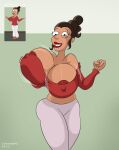 1girl areola big_breasts bimbo breasts cartoonfan402 cleavage dark-skinned_female dark_skin family_guy female_only huge_breasts human italian_teacher_(family_guy) lipstick nipples nude teacher voluptuous