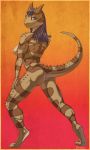  1girl anthro ass breasts horned_lizard lizard looking_back nude purple_eyes purple_hair reptile scalie 