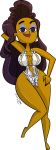  1girl anne_maria anne_maria_(tdi) bow breasts brown_hair cleavage earrings female female_only jewelry lingerie lipstick long_hair purple_hair shiny shiny_skin smile solo tan total_drama_island underwear 