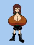 1girl big_breasts black_eyes boots breasts brown_hair cleavage daria daria_morgendorffer dustindemon female funny glasses goth long_hair skirt solo