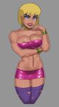  1girl alien alien_girl big_breasts blonde blonde_hair blue_eyes bob_cut breasts clone female female_focus fit_female galatea highres hourglass_figure huge_breasts justice_league_unlimited muscular_female patreon patreon_paid patreon_reward short_hair smile solo_female sunsetriders7 