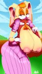 anthro areola big_breasts big_nipples breast breasts breasts_bigger_than_head cream_fur cream_hair erect_nipples female furry gigantic_breasts huge_breasts huge_nipples lagomorph leporid mammal milf nipples orange_hair parent presenting rabbit rabbit_ears sega solo sonic_(series) sonic_the_hedgehog_(series) thick_thighs vanilla_the_rabbit vhsdaii video_game_milf wide_hips