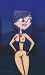  1girl 2015 asian asian_female black_hair breasts cartoon_network hairless_pussy happy heather_(tdi) hourglass_figure navel necklace nipples nude ponytail smile solo thick_ass thick_legs thick_thighs total_drama_island vaultman woods 