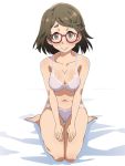  bed bra breasts cute gate_-_jieitai_ka_no_chi_nite_kaku_tatakaeri glasses itami_risa looking_at_viewer on_bed panties poncho_s risa_itami sitting smile underwear 