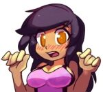 aphmau aphmau_(youtuber) black_hair orange_eyes purple_swimsuit swimsuit youtube