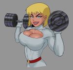  1girl alien alien_girl big_breasts blonde blonde_hair blue_eyes bob_cut breasts clone female female_focus fit_female galatea highres hourglass_figure huge_breasts justice_league_unlimited muscular_female patreon patreon_paid patreon_reward short_hair smile solo_female sunsetriders7 