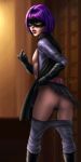  ass breasts hit-girl kick-ass mindy_macready pants_down purple_hair pussy small_breasts upskirt 