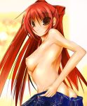  bad_anatomy blush breasts brown_eyes bust itotin kousaka_tamaki long_hair red_hair tamaki_kousaka to_heart_2 topless undressing upper_body 