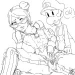  female luigi male monochrome nastasia nintendo sitting super_mario_bros. super_paper_mario 