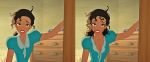 breasts brown_eyes brown_hair cleavage dark_skin disney dress edit eye_shadow eyebrows messy_hair princess_tiana red_lipstick the_princess_and_the_frog tired