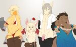  1boy 3_girls anthro chocobo final_fantasy lunarez moogle red_bra red_panties underwear undressing 