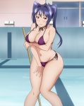 big_breasts bikini blue_hair blush breasts cute large_breasts maken-ki! nijou_aki screencap stitched string swimsuit teenage