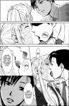  balalaika black_lagoon comic fellatio kissing kneel monochrome oral rokuro_okajima swallow 