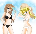 beach black_bikini blue_(pokemon) hat pokemon_(manga) water_gun white_bikini wink yellow_(pokemon)