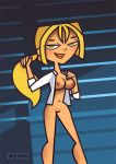  1girl big_breasts blonde_hair breasts bridgette_(tdi) cartoon_network female green_eyes hourglass_figure light-skinned_female long_blonde_hair long_hair navel nipples nude ponytail pussy smile solo surfer_girl thick_ass thick_legs thick_thighs total_drama_island vaultman 