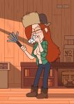  boots breasts closed_eyes disney earrings embarrassing freckles funny gravity_falls hat long_hair nipples open_shirt red_hair redhead sneeze topless vaultman wardrobe_malfunction wendy_corduroy 