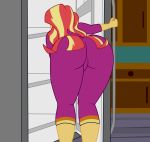 1girl ass bent_over clothed equestria_girls female female_only fridge friendship_is_magic indoors kitchen long_hair my_little_pony pajamas solo standing sunset_shimmer sunset_shimmer_(eg)