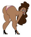  1girl anne_maria anne_maria_(tdi) ass bent_over big_ass black_eyes brown_hair earrings hair high_heel justindurden lipstick long_hair looking_back panties pink_panties see-through smile solo total_drama_island underwear wide_hips 