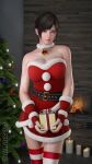 1girl alluring big_breasts blue_eyes brown_hair christmas christmas_outfit christmas_present christmas_tree cleavage darts77 dead_or_alive dead_or_alive_2 dead_or_alive_3 dead_or_alive_4 dead_or_alive_5 dead_or_alive_6 dead_or_alive_xtreme dead_or_alive_xtreme_2 dead_or_alive_xtreme_3 dead_or_alive_xtreme_3_fortune dead_or_alive_xtreme_beach_volleyball dead_or_alive_xtreme_venus_vacation holding_present kokoro kokoro_(doa) present santa_outfit tecmo