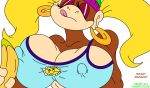  banana big_breasts breasts clothes donkey_kong_(series) erect_nipples female habbodude horny kong monkey nintendo nipples solo text tiny_kong tongue virus-20 