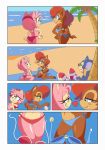 2015 amy_rose anthro bikini chipmunk clothing cloudz comic female furry hedgehog male mammal michiyoshi rodent sally_acorn sega sonic_(series) sonic_the_hedgehog swimsuit