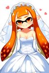  ai_generated blush female_focus hear heart inkling inkling_girl looking_at_viewer nintendo orange_eyes orange_hair pointy_ears simple_background small_breasts smiling_at_viewer splatoon splatoon_(series) tentacle_hair twin_tails veil wedding_dress white_background 