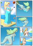  1girl alluring alternate_hairstyle anus ass assentlov barefoot big_breasts bikini bikini_bottom bikini_bottom_only bikini_top_removed blonde_hair blue_bikini blue_swimsuit breasts cleavage comic dock dress emerging feet female freediving long_hair looking_at_viewer mario_(series) navel nintendo nipples nude ocean partially_submerged ponytail princess_rosalina pussy sea skinny_dipping solo standing super_mario_galaxy swimming swimsuit thong thong_bikini topless underwater undressing water wet wet_body wet_hair wet_skin 