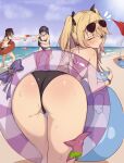 3_girls bent_over bikini fischl_(genshin_impact) genshin_impact hu_tao_(genshin_impact) mona_(genshin_impact) patrick_star