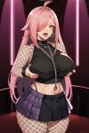  1girl ai_generated big_breasts fishnets long_hair nenefthivt pink_hair shirt skirt solo tagme vtuber 