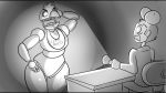 2014 animatronic anthro bib chica_(fnaf) duo female five_nights_at_freddy's human jaeh jeremy_fitzgerald machine male mammal mechanical nightmare_fuel robot scared scary thick_thighs wide_hips