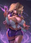 big_breasts blonde_hair corset cutesexyrobutts hair_over_one_eye mai_valentine skirt thighs thong yu-gi-oh!