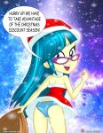 1_girl 1girl ass bespectacled blue_eyes christmas christmas_outfit dieart77_(artist) english_text equestria_girls female female_only friendship_is_magic glasses juniper_montage light_blue_panties long_hair looking_at_viewer my_little_pony panties solo speech_bubble standing underwear upskirt