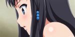  black_hair breasts cleavage cum cum_on_body cumshot eroge!_h_mo_game_mo_kaihatsu_zanmai facial gif hentai himeno_kisara large_breasts long_hair nipples no_bra nude thighhighs 