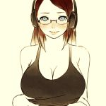  big_breasts breasts flashing gif glasses headphone manyakis mike_inel nipples tank_top 