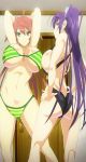  anime ass baku_ane:_otouto_shibocchau_zo! baku_ane:_otouto_shibocchau_zo!_the_animation big_breasts bikini black_bikini breasts green_bikini hand_on_hip hands_behind_head hands_on_hips hentai looking_at_viewer mio_hayasaki purple_hair sisters sling_bikini smile string_bikini yurine_hayasaki 