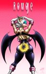 anthro areola ass bat big_ass big_breasts boots breasts clothes elbow_gloves eyewear female gloves graphicbrat hanging_breasts happy happy_face lips looking_at_viewer looking_back plain_background pose pussy rouge_the_bat sega slut sonic_(series) whore wide_hips