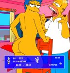 ass breasts homer_simpson marge_simpson nude the_simpsons yellow_skin