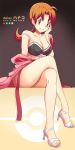 1_girl 1girl ahoge alluring bra breasts brown_hair character_name cleavage delia_ketchum deviantart hanako_(pokemon) large_breasts legs lingerie long_hair looking_at_viewer milf pokemom pokemon pokemon_(anime) ponytail red_eyes robe side_ponytail smile solo underwear vivivoovoo