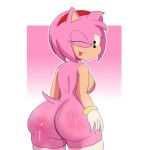  1girl 1girl 2024 absurd_res amy_rose ass blush bodily_fluids breasts darkleon eulipotyphlan hedgehog hedgehog_girl high_res looking_at_viewer mammal nipples nude one_eye_closed pink_body sega sega smile sonic_the_hedgehog_(series) standing wink 